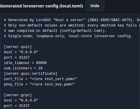 View generated config in Expert mode: the customized TOML reflects your changes.